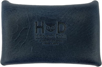 HOTHide & Drink, Rustic Leather Envelope Shaped Coin Case, Secret Bag Miniature World, Handmade (Slate Blue)