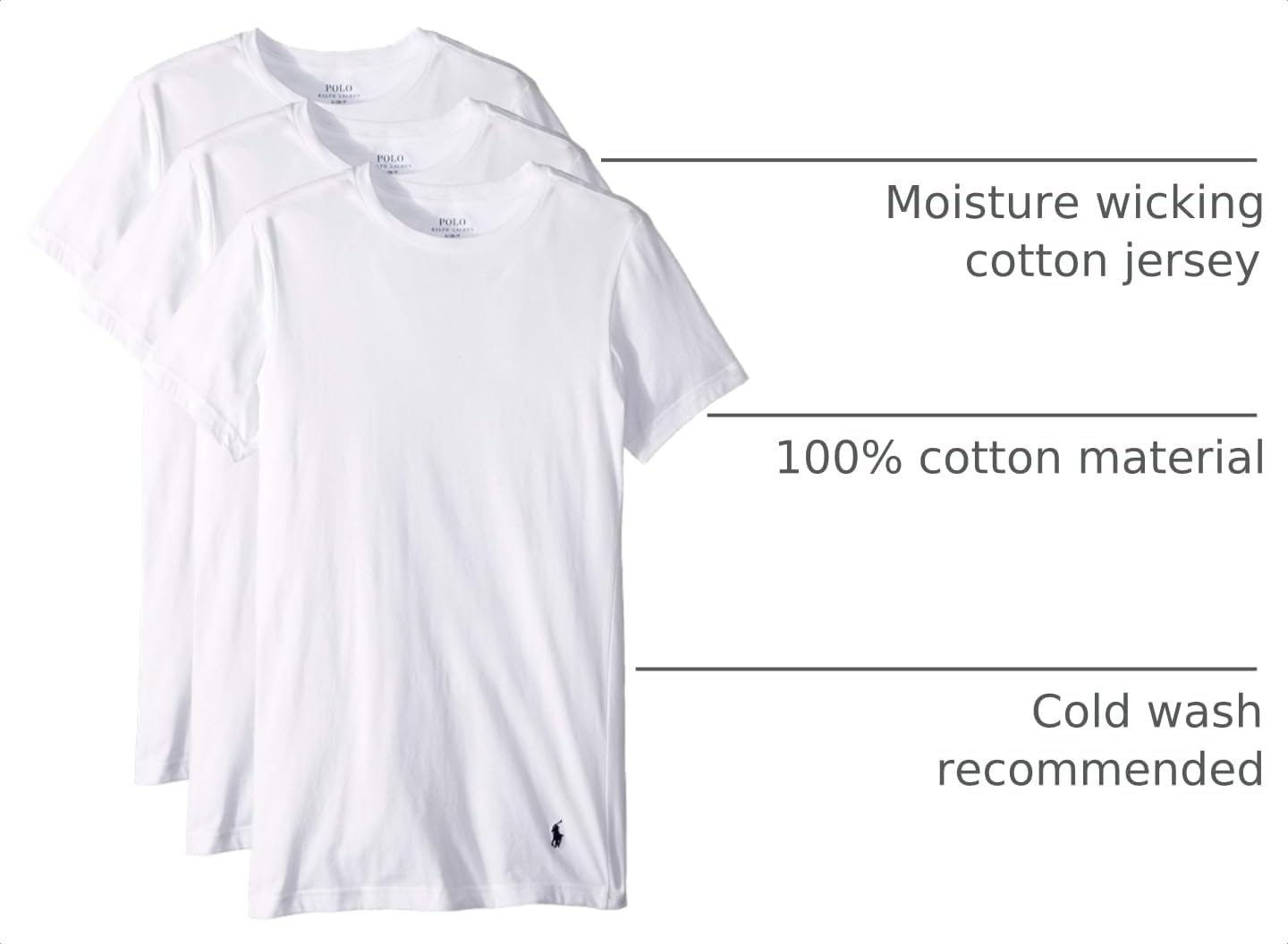 HOTPolo Ralph Lauren Underwear Men's Slim Fit Cotton Crew Tee 3 Pack