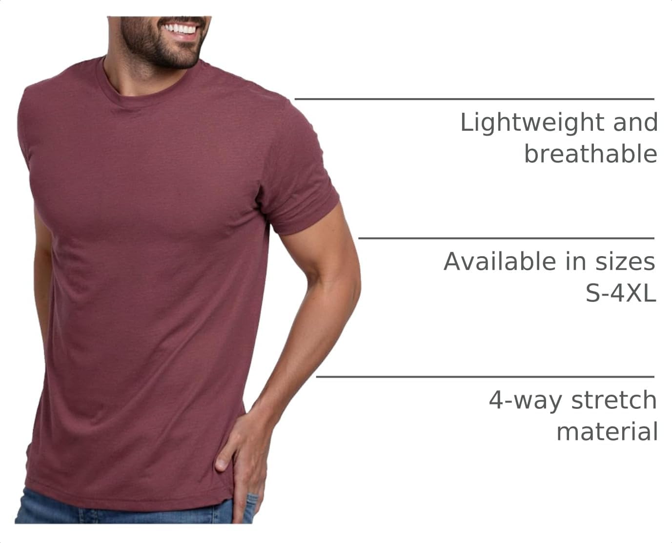 HOTMens T Shirts Soft Cotton Crew Neck Athletic Fit Casual Tees S-4XL | Soft cotton blend casual tee shirts with 4-way stretch - tag-free athletic fit for gym, work & casual wear. A go-to gift.