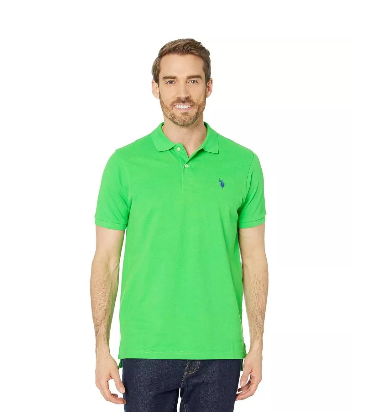 HOTU.S. Polo Assn. Men's Classic Polo Shirt, Two-Button Closure Pique Polo Shirt, Summer Fashion Golf Shirt | Two-Button Closure Pique Polo Shirt, Summer Fashion Golf Shirt