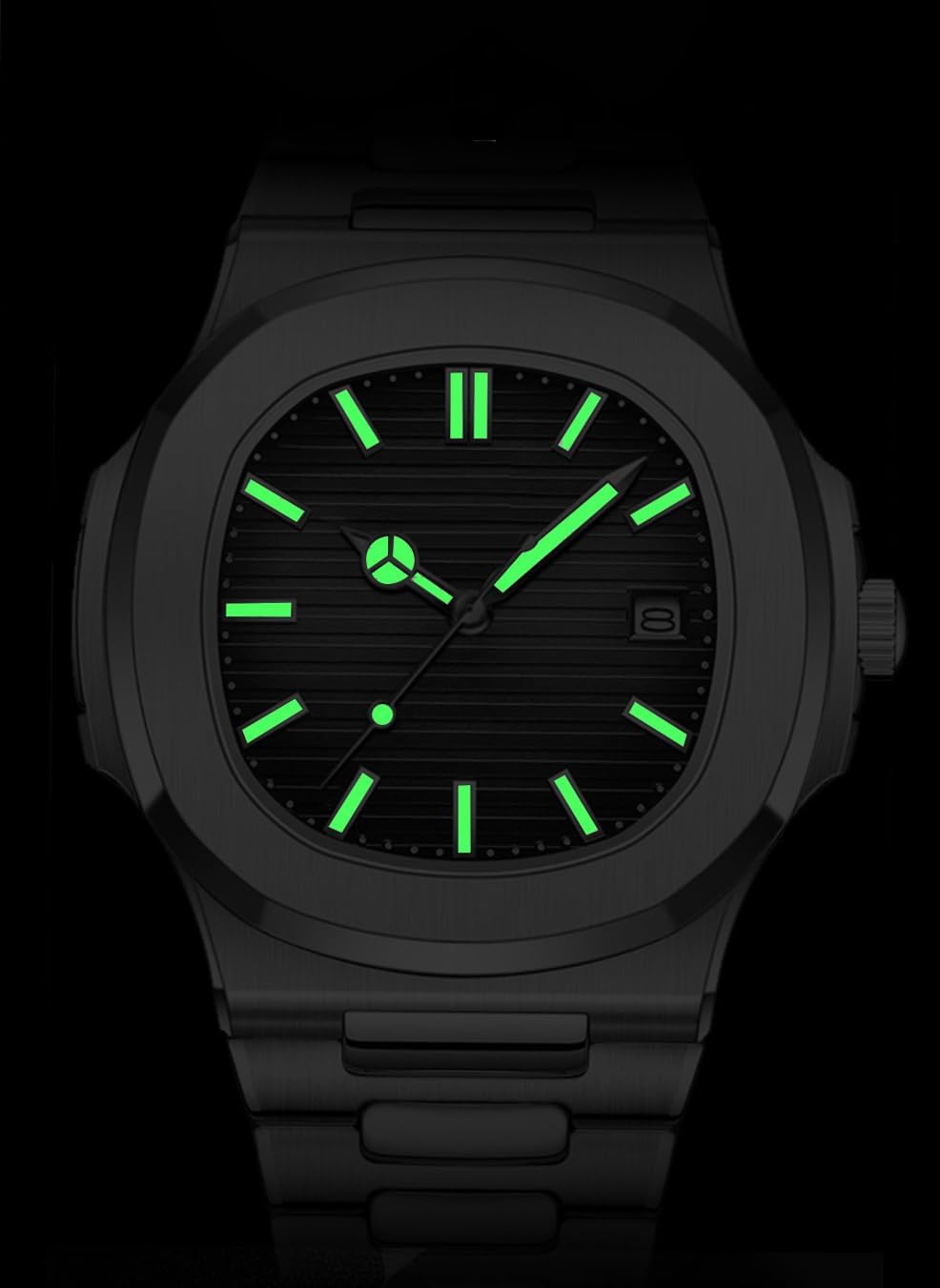 HOTBESTKANG Men Quartz Movement Watch Waterproof Luminous Men's Watch, Stainless Steel Strap Business Watches