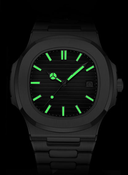 HOTBESTKANG Men Quartz Movement Watch Waterproof Luminous Men's Watch, Stainless Steel Strap Business Watches
