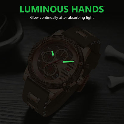 HOTAIMES Mens Watches for Men Casual Chronograph Waterproof Sport Military Watch Analog Quartz Movement Stylish Luxury Dress Wrist Watch Elegant Gift Watch for Men