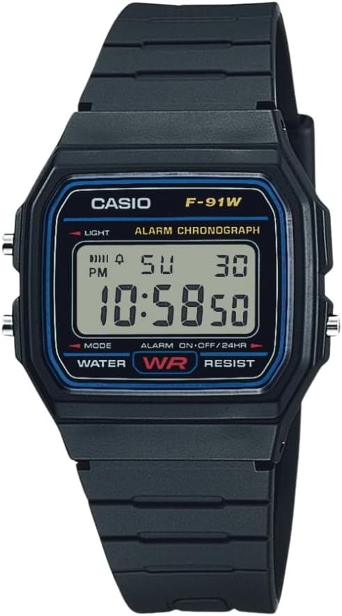 HOTCasio F91W Series | Digital Watch | Water Resistant | LED Light | 1/100 SEC Stopwatch | Regular Time Keeping (HR, Min, SEC, PM, Date, Day) | Daily Alarm | Lightweight | 7 Year Battery