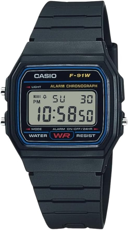 HOTCasio F91W Series | Digital Watch | Water Resistant | LED Light | 1/100 SEC Stopwatch | Regular Time Keeping (HR, Min, SEC, PM, Date, Day) | Daily Alarm | Lightweight | 7 Year Battery