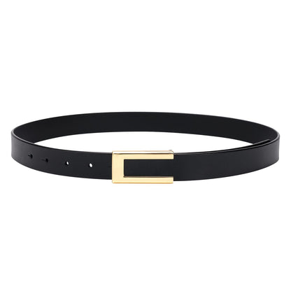 HOTYooAi Womens Leather Belt Skinny Waist Belt for Dresses Jeans Pants with Gold Buckle