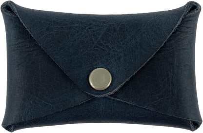 HOTHide & Drink, Rustic Leather Envelope Shaped Coin Case, Secret Bag Miniature World, Handmade (Slate Blue)