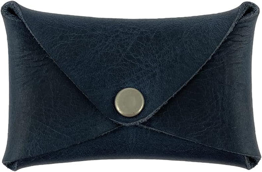 HOTHide & Drink, Rustic Leather Envelope Shaped Coin Case, Secret Bag Miniature World, Handmade (Slate Blue)