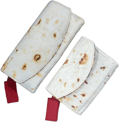 HOTThe Burrito Wallet with Foil Bag, Giant Tortilla Leather Purse, Slim Stylish Travel Card Holder Organizer with Zipper Pocket, Novelty Storage Wrap (2pcs)