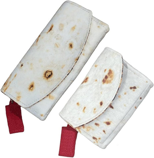 HOTThe Burrito Wallet with Foil Bag, Giant Tortilla Leather Purse, Slim Stylish Travel Card Holder Organizer with Zipper Pocket, Novelty Storage Wrap (2pcs)