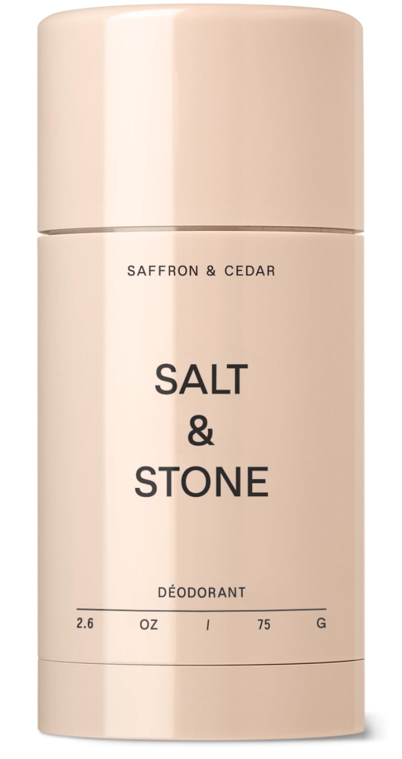 HOTSalt & Stone Aluminum Free Deodorant | Extra Strength 48 Hour Protection for Women & Men | Made with Seaweed Extracts, Niacinamide & Prebiotics | Saffron & Cedar | Extra Strength 48 Hour Protection, Gender Neutral Scent, Made with Niacinamide, Spirulin