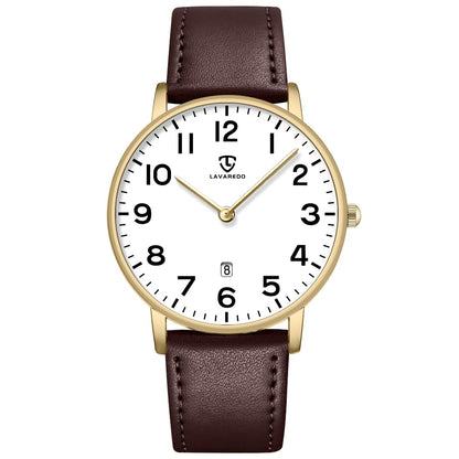 HOTBEN NEVIS Watch, Mens Watch, Minimalist Fashion Simple Wrist Watch Analog Date with Leather Strap