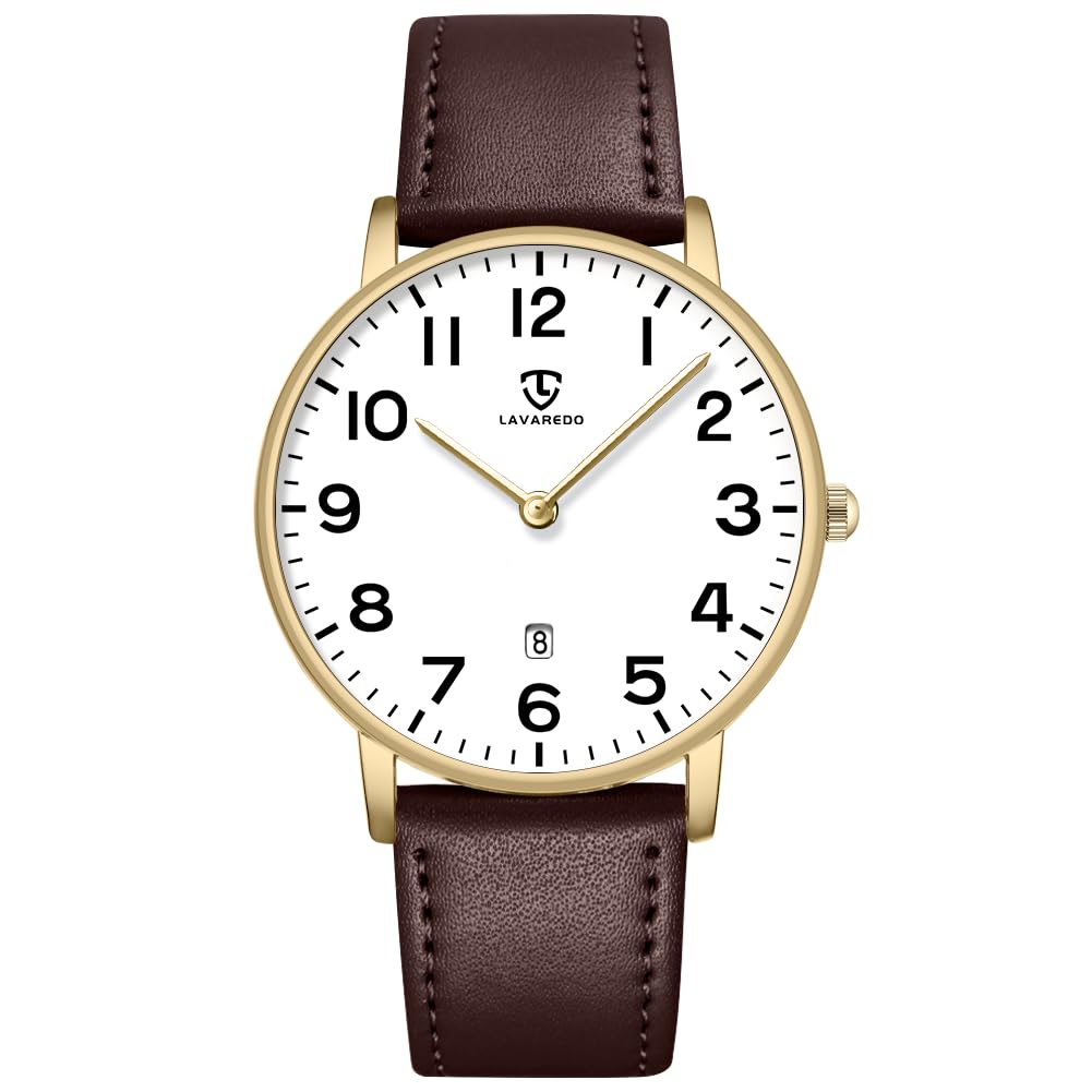 HOTBEN NEVIS Watch, Mens Watch, Minimalist Fashion Simple Wrist Watch Analog Date with Leather Strap