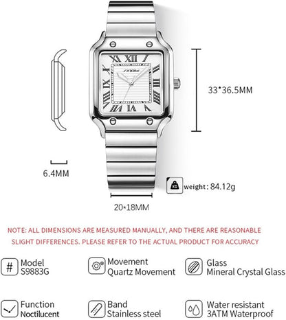 HOTClassic Square Watches for Men with Roman Numerals Casual Watch