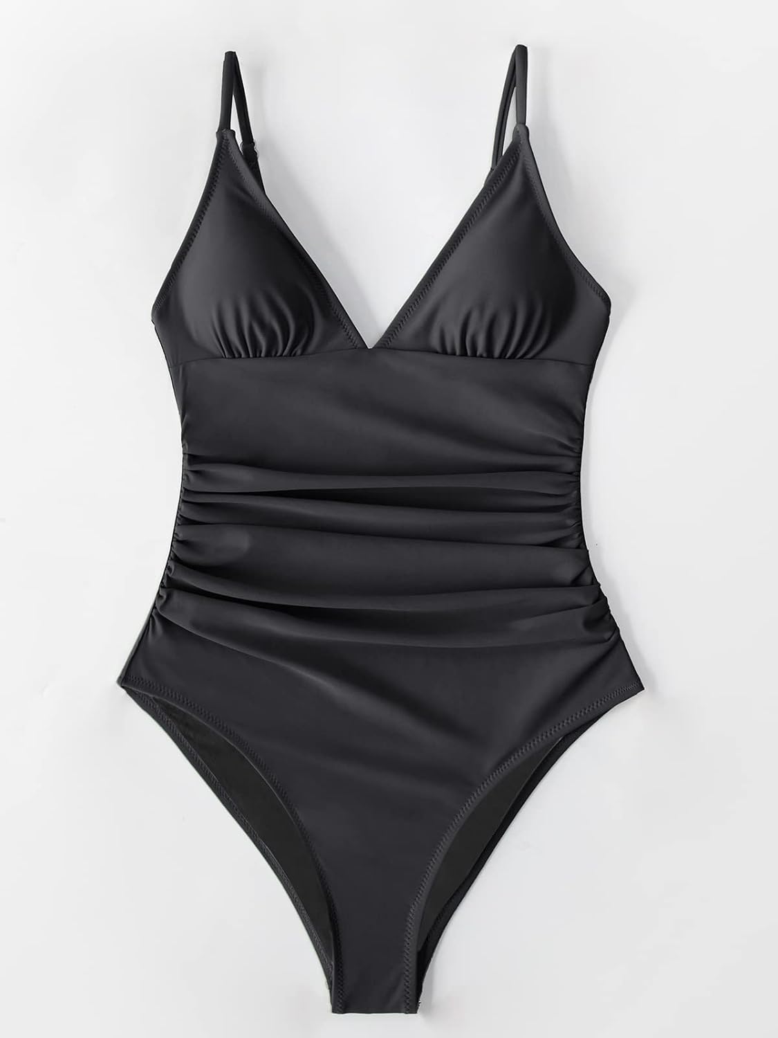 HOTCUPSHE Women's One Piece Swimsuit Tummy Control V Neck Bathing Suits | Adjustable Spaghetti Straps,Soft Removable Cups,Modest Bathing Suit For Vacation And Beach,Pool Side