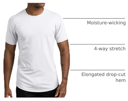 HOTBYLT Mens Drop-Cut Men's T Shirt, Slim Fit Plain Tshirts for Men, Drop Cut Basic Crewneck Tee, Wrinkle Resistant, Stretch Fit
