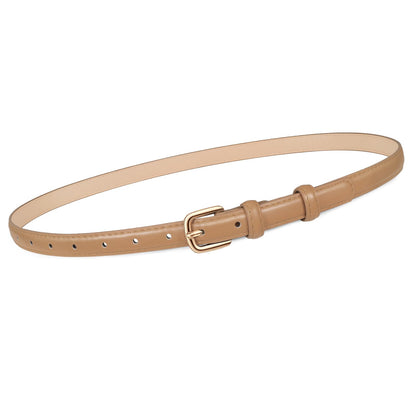 HOTJASGOOD Women Skinny Faux Leather Belt Thin Waist Belt for Women Jeans Dress Fashion Ladies Belt with Gold Buckle,21 Colors