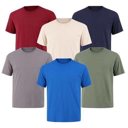 HOT6-Pack Bulk Men’s T-Shirts – Soft Pre-Shrunk Premium Cotton, Short Sleeves, Reinforced Collar, Crew Neck, Casual Fit
