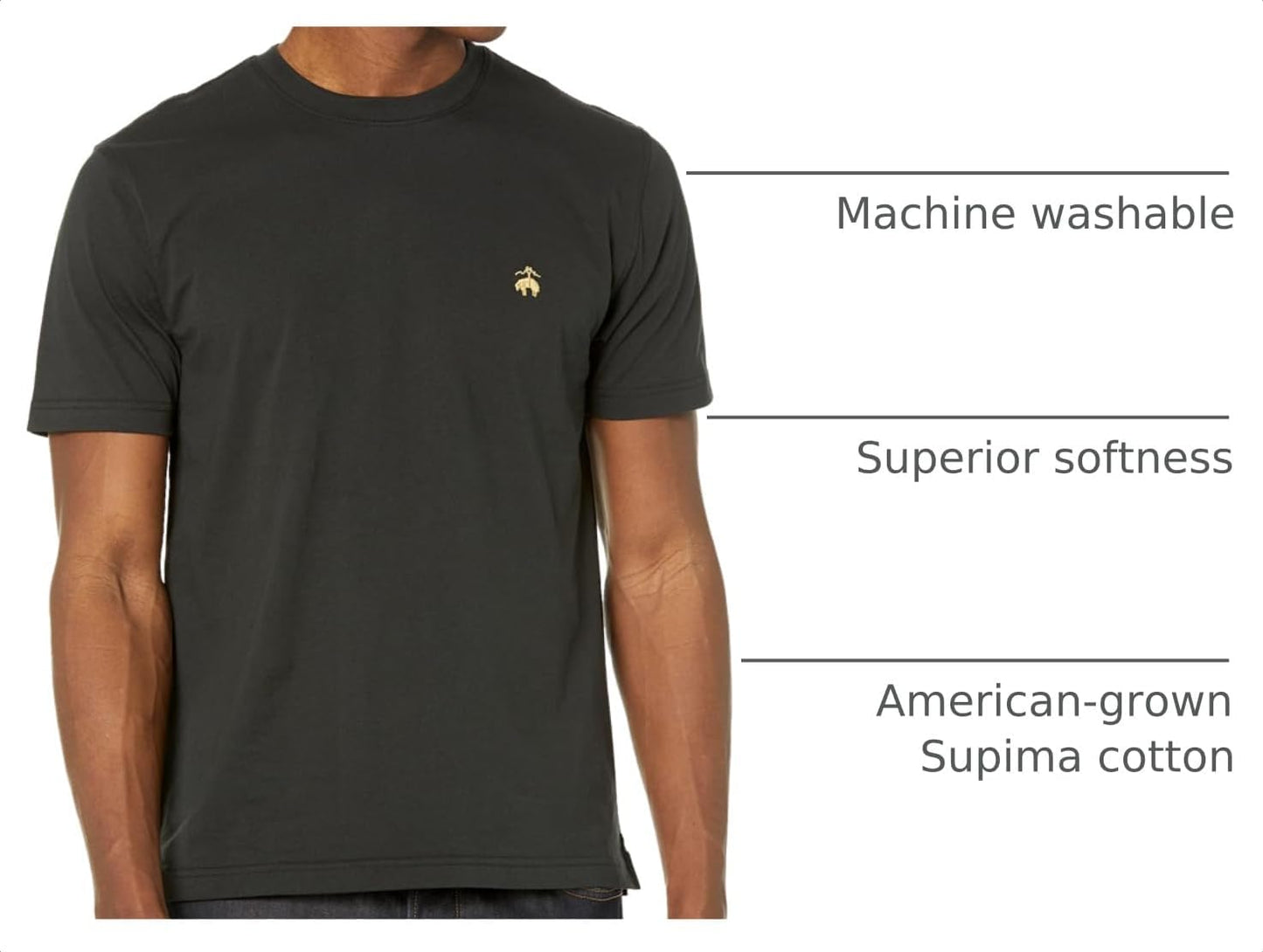 HOTBrooks Brothers Men's Short Sleeve Cotton Crewneck Logo T-Shirt