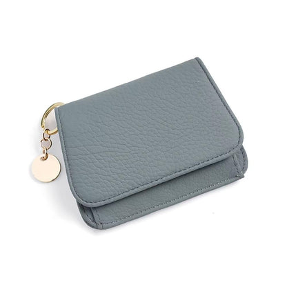 HOTMudono Small Wallet for Women RFID Blocking Genuine Leather Card Case Slim Tri-Fold Wallet with Zipper Pocket and Keychain
