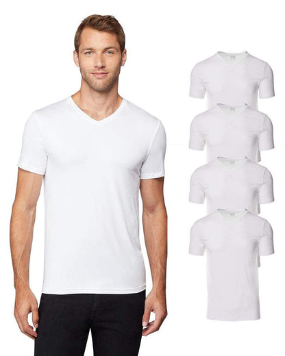 HOT32 Degrees Men's 4 Pack Cool V-Neck T-Shirt, Anti-Odor, Quick Dry Active, 4-Way Stretch