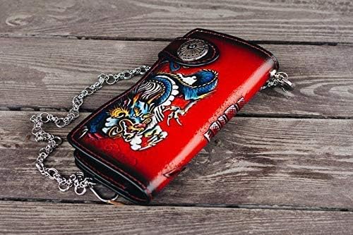 HOTMen's 3D Genuine Leather Wallet, Long wallet, Biker wallet, Hand-Carved, Hand-Painted, Leather Carving, Custom wallet, Personalized wallet, Samurai, Katana, Shogun, Japan Emperor, Skull, Skeleton