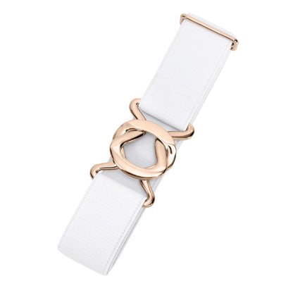 HOTJASGOOD Women No Show Stretch Belt Adjustable Elastic Web Belt with Flat Buckle for Jeans Pants Casual Belts