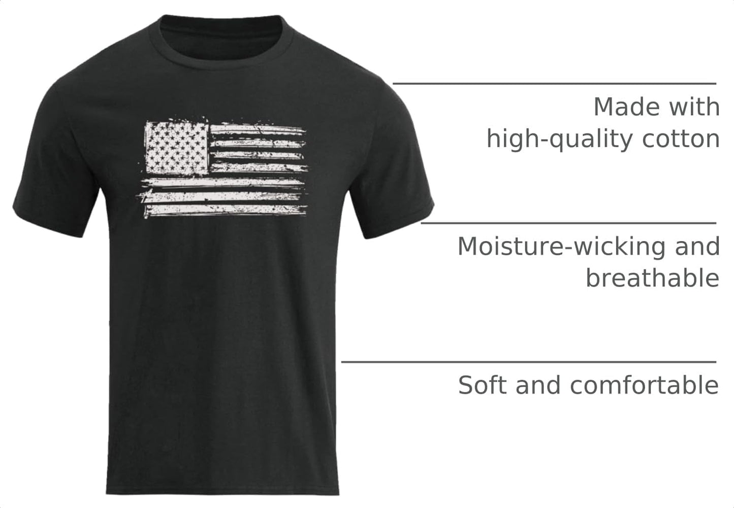 HOTH HYFOL Men's Graphic T-Shirts USA Flag Cotton Short Sleeve American Patriotic Crewneck Casual Regular Tee Shirts