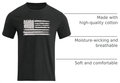HOTH HYFOL Men's Graphic T-Shirts USA Flag Cotton Short Sleeve American Patriotic Crewneck Casual Regular Tee Shirts