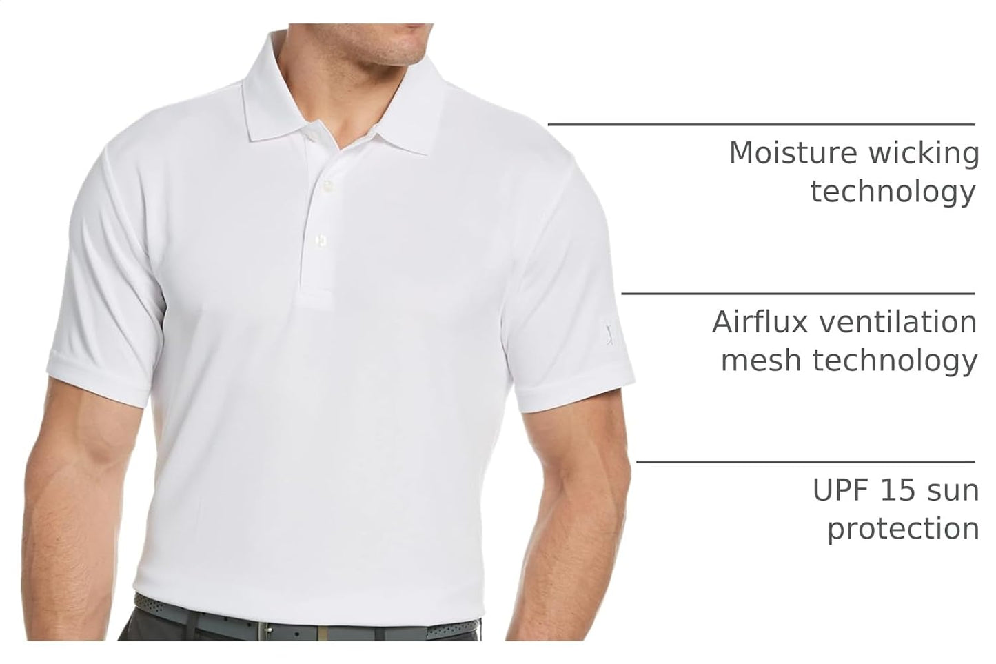 HOTPGA Tour Men's Airflux Solid Mesh Short Sleeve Classic Golf Polo Shirt