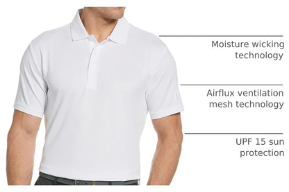 HOTPGA Tour Men's Airflux Solid Mesh Short Sleeve Classic Golf Polo Shirt