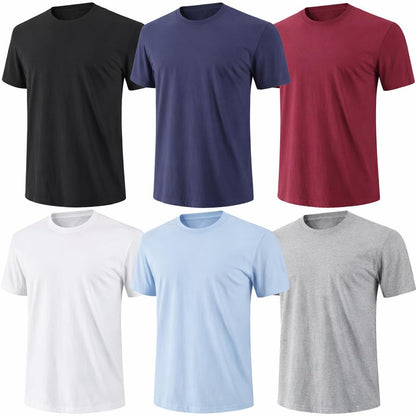 HOT6-Pack Bulk Men’s T-Shirts – Soft Pre-Shrunk Premium Cotton, Short Sleeves, Reinforced Collar, Crew Neck, Casual Fit
