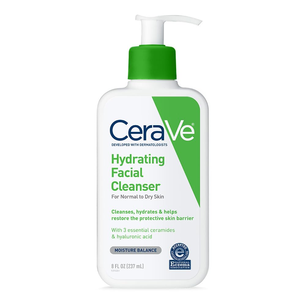 HOTCeraVe Hydrating Facial Cleanser, Moisturizing Face Wash For Dry Skin, Hyaluronic Acid + Ceramides + Glycerin, Hydrating Cleanser For Normal To Dry Skin, National Eczema Association Certified, 19 Oz