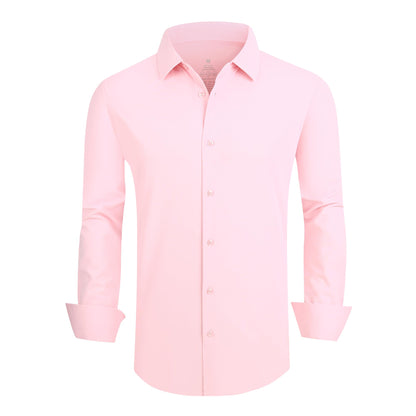HOTSAMERM Mens Dress Shirt Stretch Wrinkle Free Casual Button Down Shirts | 4-Way Stretch & Moisture Wicking Performance Shirt for Business, Wedding, Work, Church, Easy Care Lightweight & Breathable