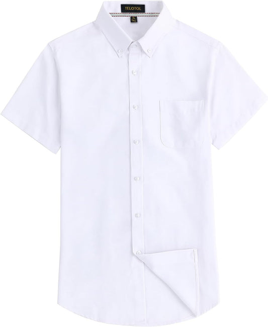 HOTMen's Oxford Dress Shirt Short Sleeve Button Down Shirts Business Casual with Chest Pocket for Gifts
