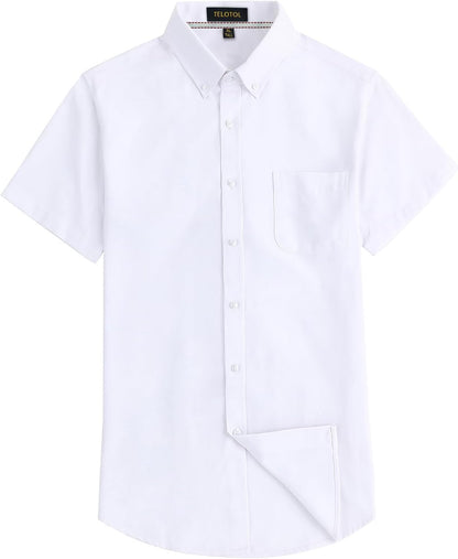 HOTMen's Oxford Dress Shirt Short Sleeve Button Down Shirts Business Casual with Chest Pocket for Gifts