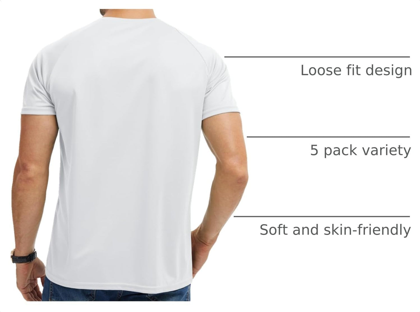 HOTHovSiyla 5 Pack Men's Henley Shirt Basic T Shirt, Moisture Wicking Breathable Button Down Short Sleeve