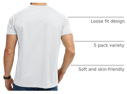 HOTHovSiyla 5 Pack Men's Henley Shirt Basic T Shirt, Moisture Wicking Breathable Button Down Short Sleeve