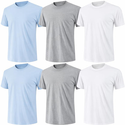 HOT6-Pack Bulk Men’s T-Shirts – Soft Pre-Shrunk Premium Cotton, Short Sleeves, Reinforced Collar, Crew Neck, Casual Fit