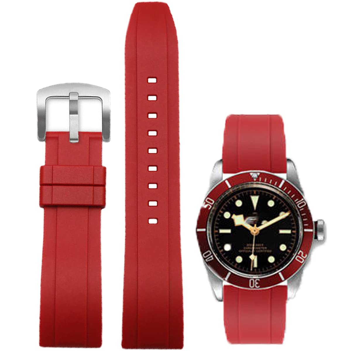 HOTWatch Band Quick Release Fluororubber 19mm 20mm 21mm 22mm Soft Durable Universal FKM Rubber Replacement Band Strap for Men Women
