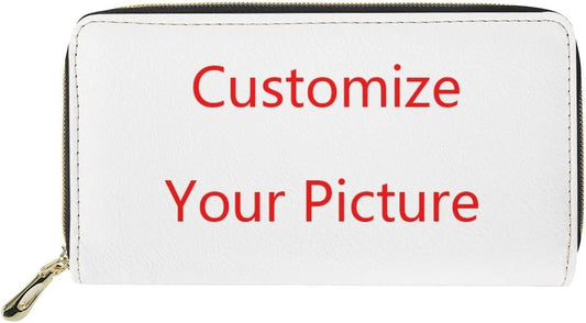 HOTCustomized Your Picture Long Slim Wallet Leather Clutch Bag Purse for Women Men