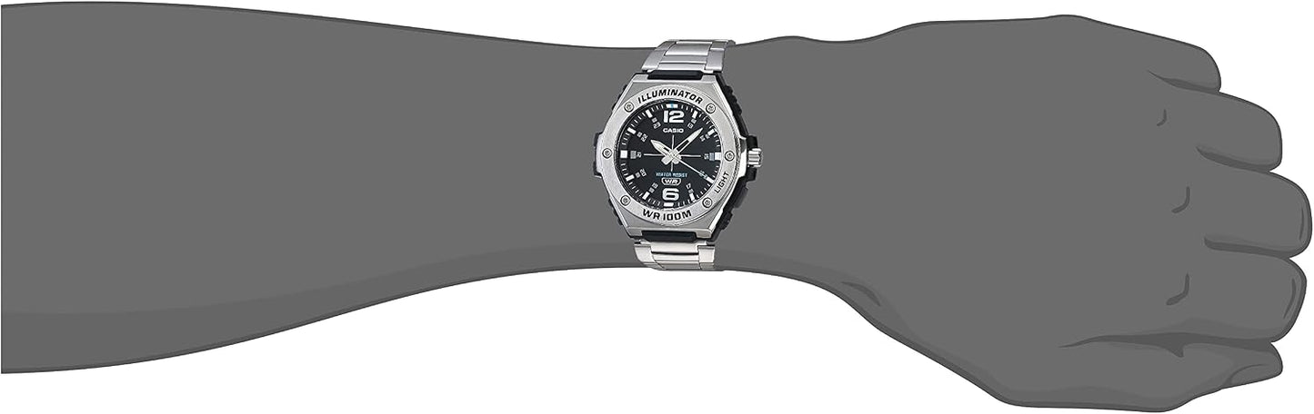 HOTCasio MWA100H Series | Men’s Analog Watch |100M WR | Stainless Steel Bezel | LED Illuminator Backlight with Afterglow | Resin Band | 3 Hands (HR, MIN, SEC) | 3 Year Battery
