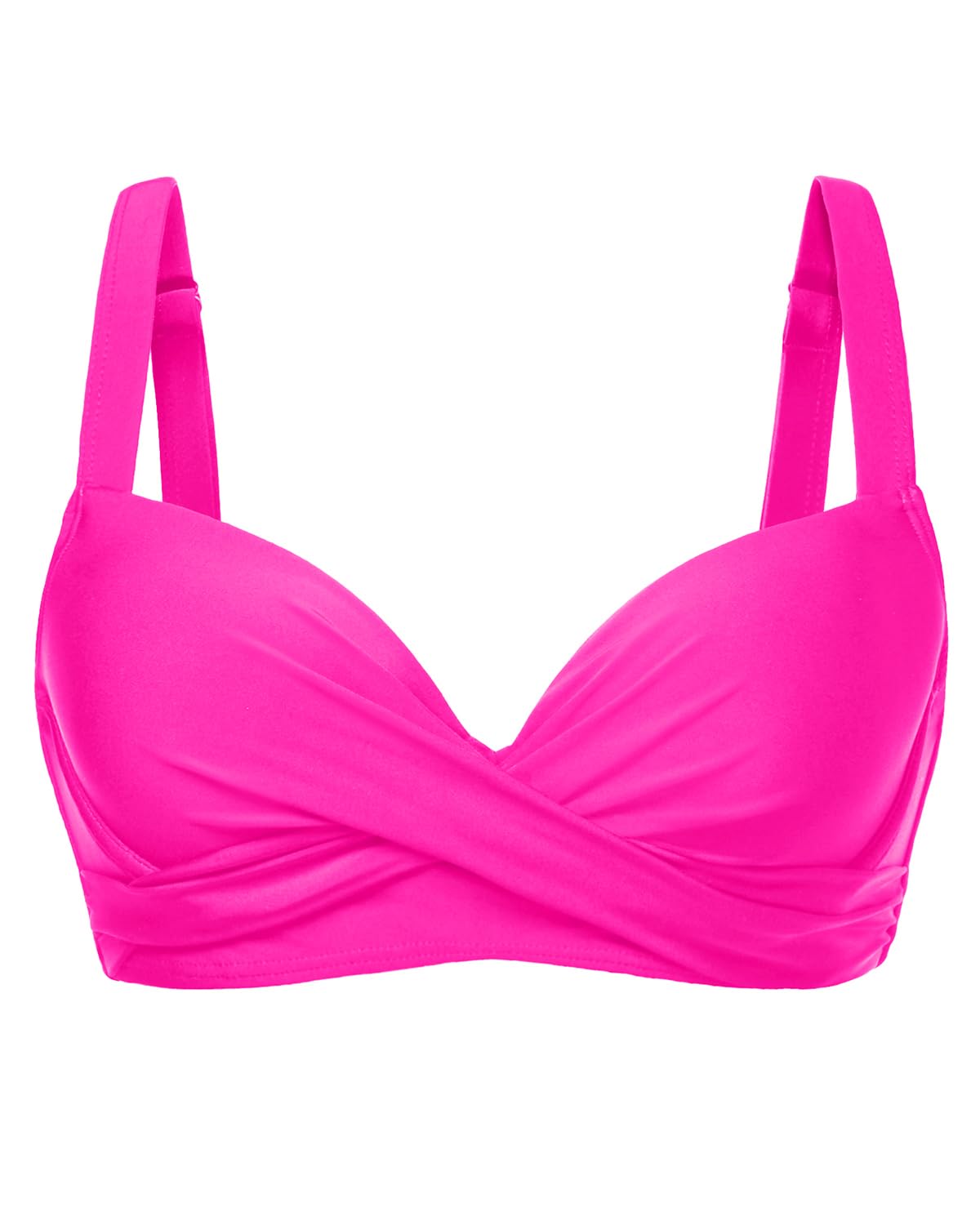 HOTWomen Underwire Bikini Top - Bra Padded Push Up Swimsuit Top | Twist Front Design, Wide Adjustable Straps,Unremovable Cups for Fixed Lift,Full Lining,3-gear Adjustable Hook Closure