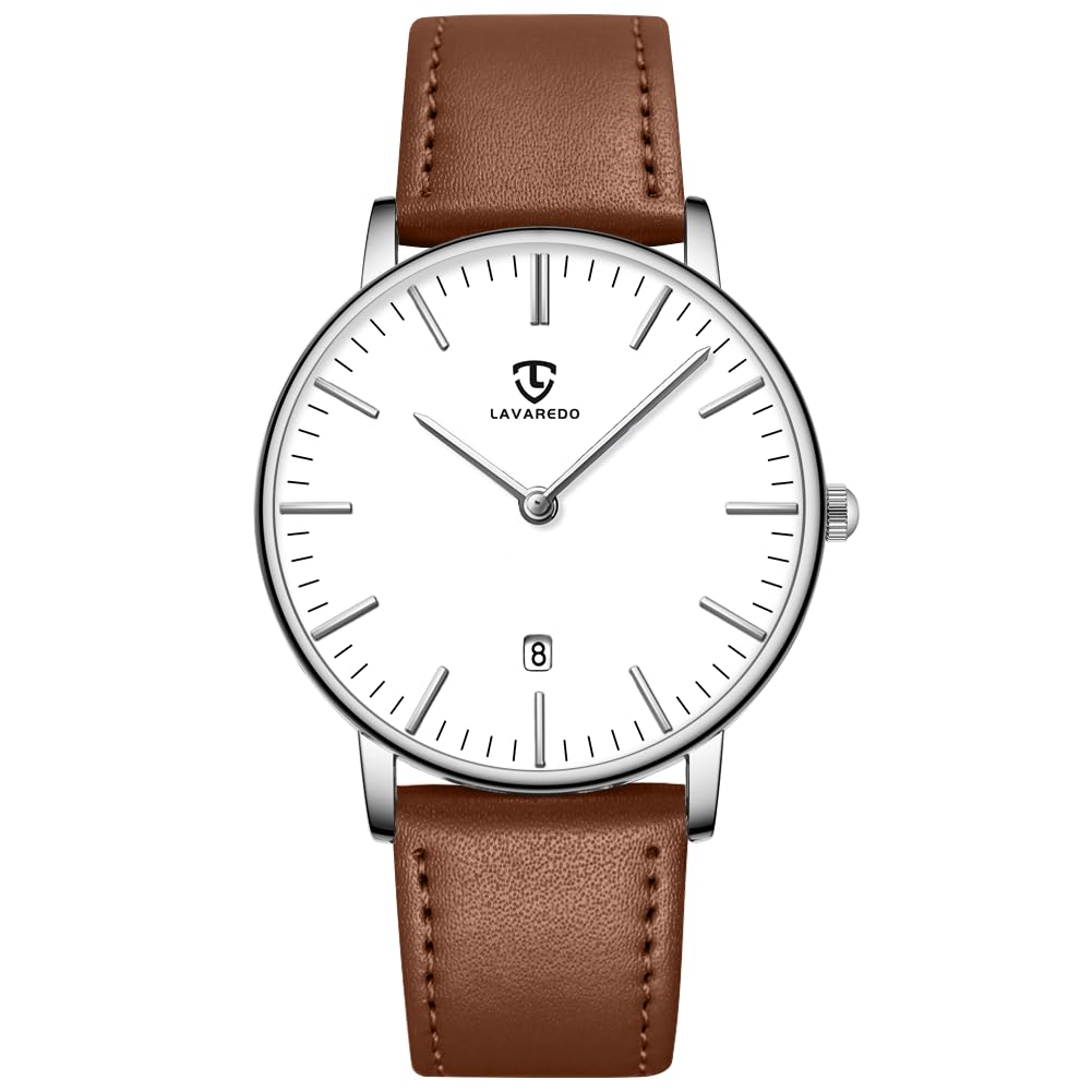 HOTBEN NEVIS Watch, Mens Watch, Minimalist Fashion Simple Wrist Watch Analog Date with Leather Strap