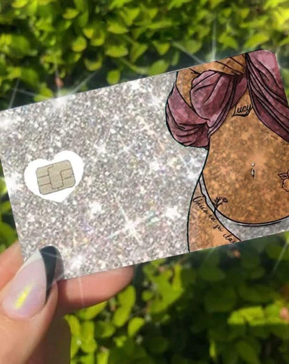 HOTExotixCard The Original Reflective Sticker Ultra Bling Debit - Credit Card Shiny Skin Removable Cover Especially Bright Back Information Card Cover Silver Heart ExotixLuv Luxury (Bow Pink Hot)