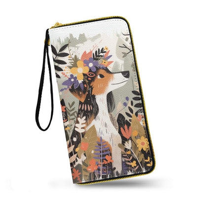 HOTMacaw Bird Lover Print Womens Wallet Leather Zip Around Wallet Tropical Forest Scarlet Macaw Parrot Long PU Leather Card Organizer Clutch with Wristlet