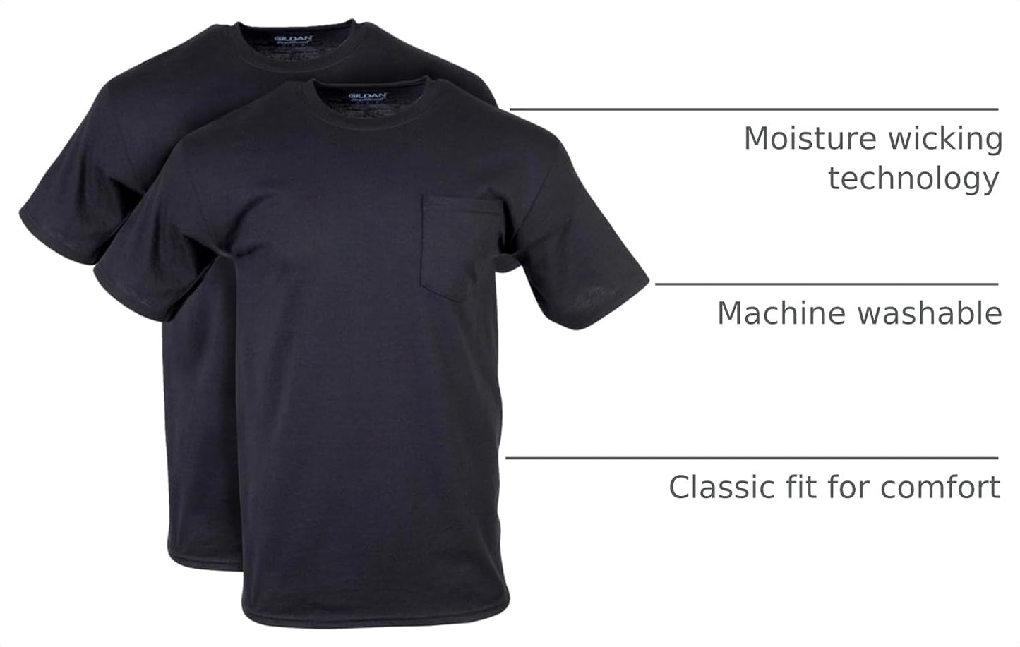HOTGildan Unisex Adult DryBlend Workwear T-Shirts with Pocket, 2-Pack