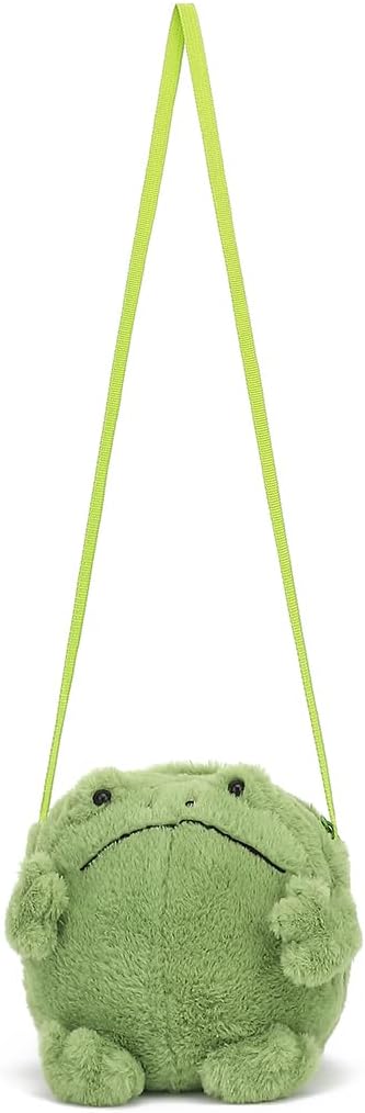 HOTKawaii Frog Purse for Women, Cute Lolita Stuffed Animal Bag Plush Novelty Purse, Soft Fluffy Frog Crossbody Bags