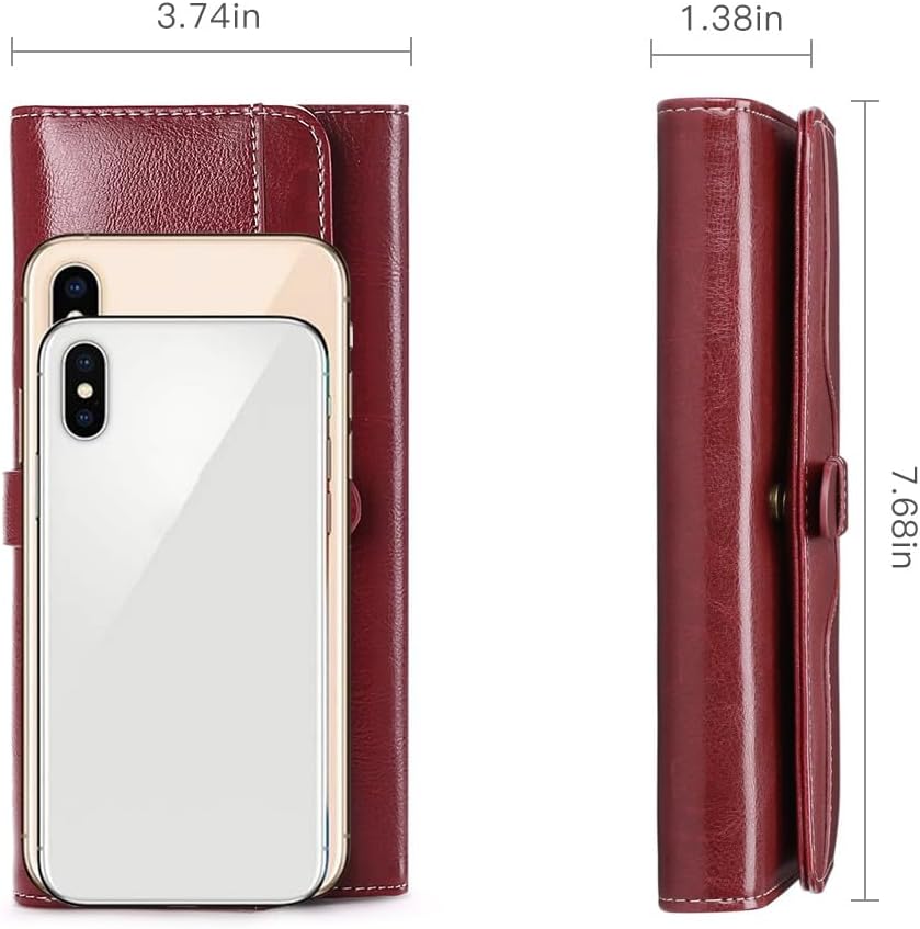 HOTSENDEFN Wallets for Women Leather with RFID Blocking Trifold Credit Card Holder with ID Window Wallet
