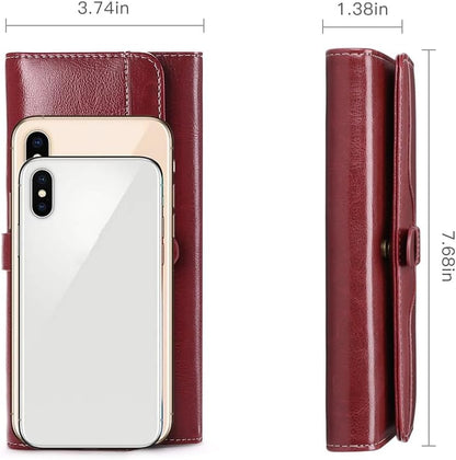 HOTSENDEFN Wallets for Women Leather with RFID Blocking Trifold Credit Card Holder with ID Window Wallet